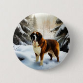 Sint Bernard liet het sneeuwen Kerstmis Ronde Button 5,7 Cm (Voorkant)