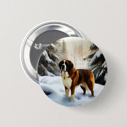 Sint Bernard liet het sneeuwen Kerstmis Ronde Button 5,7 Cm (Voorkant /achterkant)