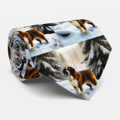 Sint Bernard liet het sneeuwen Kerstmis Stropdas (Opgerold)