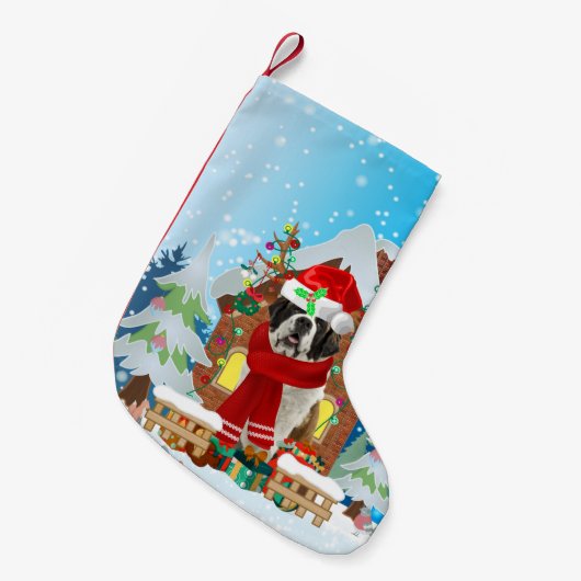 Sint Bernard met kerstcadeaus Kleine Kerstsok (Voorkant (Hangend))