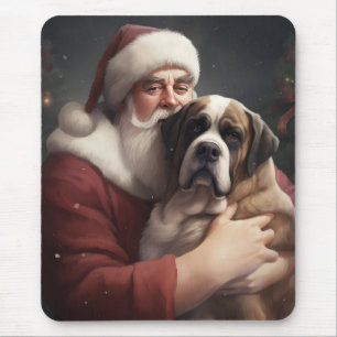 Sint-Bernard met Kerstman Feestelijke Kerstmis Muismat