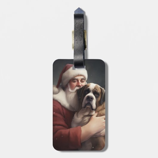 sint bernard met sinterklaas feestelijke kerst bagagelabel (Achterkant verticaal)