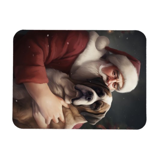 sint bernard met sinterklaas feestelijke kerst magneet (Horizontaal)