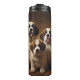 Sint-Bernard Puppy Herfst Plezier Pompoen Thermosbeker