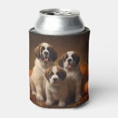 Sint Bernard Puppy Herfst Verrukking Pompoen Blikjeskoeler (Blikje Voorkant)