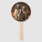 Sint Bernard Puppy Herfst Verrukking Pompoen Handwaaier (Voorkant)