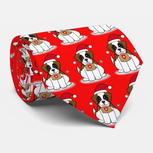Sint-Bernard Puppy tijdens de kerstStropdas Stropdas (Opgerold)