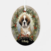 Sint Bernard Puppy's Eerste Kerstmis Ornament (Voorkant links)