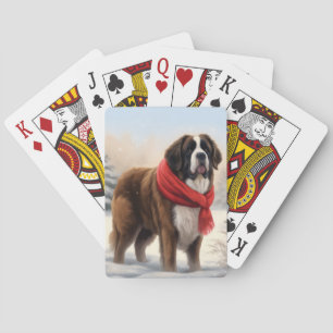 Sint-Bernardhond in Sneeuw Kerstmis Pokerkaarten