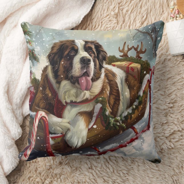 Sint-Bernardhond Kerstmis Festief Kussen (Deken)