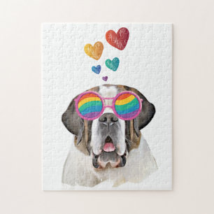 Sint-Bernardhond met Hartjes Valentijnsdag Legpuzzel