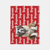 Sint Bernardhond met naam patroon Kerstmis Fleece Deken (Voorkant)