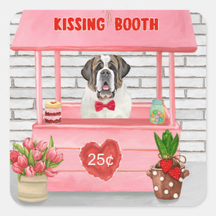 Sint-Bernardhond Valentijnsdag Kusstand Vierkante Sticker