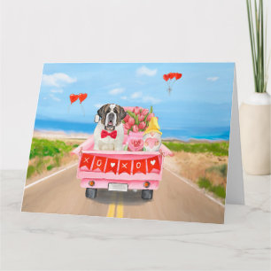 Sint-Bernardhond Valentijnsdag Vrachtauto Hartjes Kaart