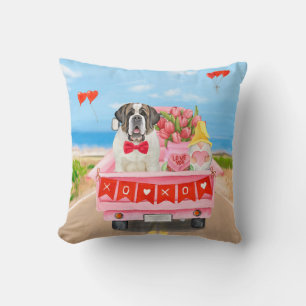 Sint-Bernardhond Valentijnsdag Vrachtwagen Hartjes Kussen