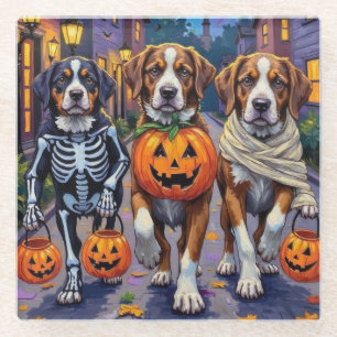 Sint-Bernardhonden in Halloween-kostuums Glazen Onderzetter