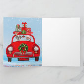 Sint-Bernardshond in auto met Kerstman  Kaart (Binnen)