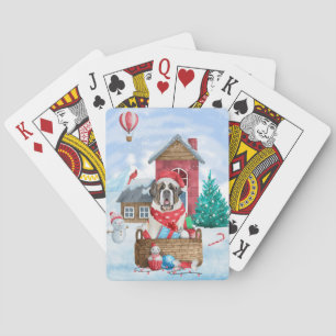 Sint Bernardshond in sneeuw Kersthondenhok Pokerkaarten