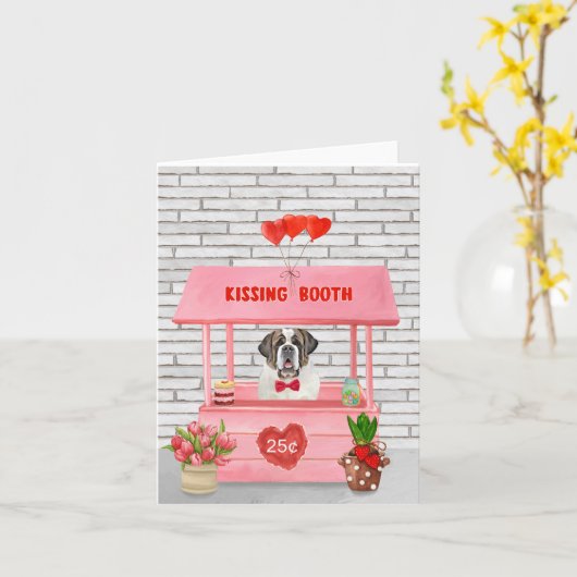 Sint-Bernardshond Valentijnsdag Kusstand Kaart (Gele Bloem)