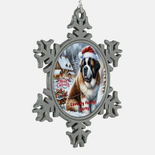 Sint-Bernardus Kerstversiering Tin Sneeuwvlok Ornament (Links)