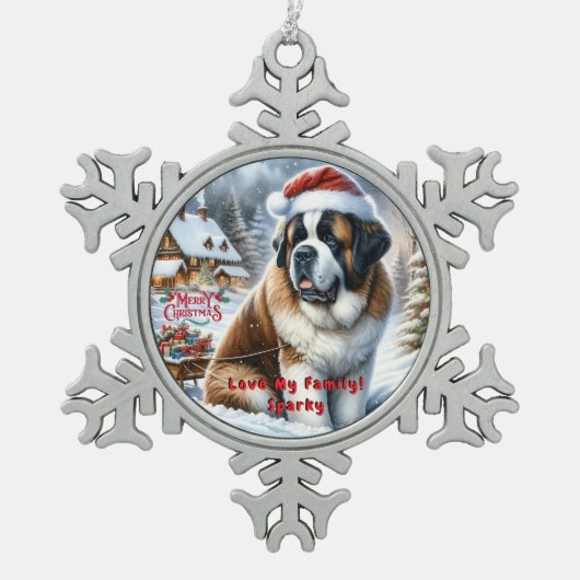  Sint-Bernardus Kerstversiering Tin Sneeuwvlok Ornament (Voorkant)