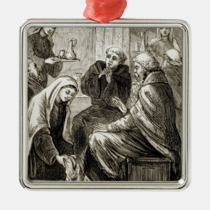 Sint Brigit die een bisschop vermaakt uit 'The Tri Metalen Ornament
