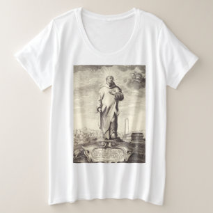 Sint Bruno van Keulen Antieke Graveerstijl Kunst Grote Maat T-shirt