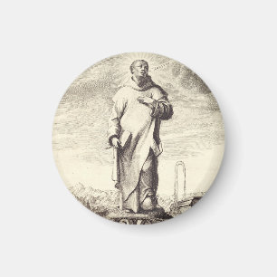 Sint Bruno van Keulen Antieke Graveerstijl Kunst Magneet