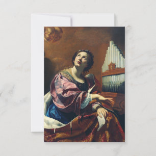 Sint Cecilia door Simon Vouet Bedankkaart