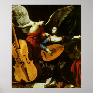 Sint Cecilia en de engel van Carlo Saraceni Poster