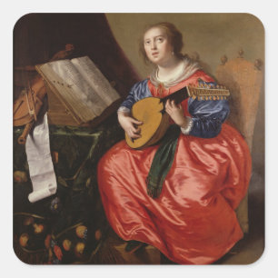 Sint-Cecilia (olie op doek) Vierkante Sticker