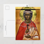 Sint-Cecilia van Rome Orthodox Christelijk Icoon Briefkaart (Voorkant / Achterkant)