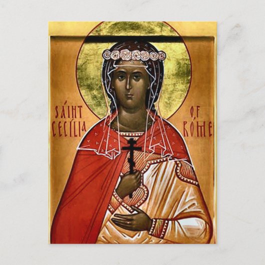 Sint-Cecilia van Rome Orthodox Christelijk Icoon Briefkaart (Voorkant)