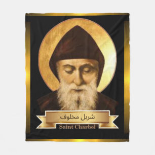 Sint Charbel "De Mystieke Wondermonnik" Fleece Deken