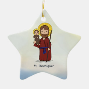 Sint-Christoffel Feestdag Heilige Keramisch Ornament