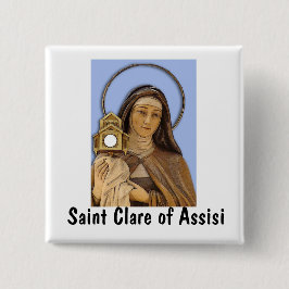 Sint Clara van Assisi Vierkante Button 5,1 Cm