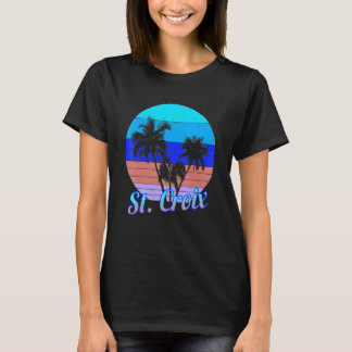 Sint-Croix Retro Tropische palmbomen Vacatie T-shirt