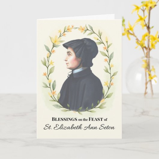 Sint Elizabeth Ann Seton Feest Dag Zegeningen Kaart (Gele Bloem)