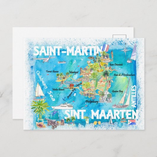Sint Eustatius en Saba Nederlands Caribisch Eiland Briefkaart (Voorkant / Achterkant)