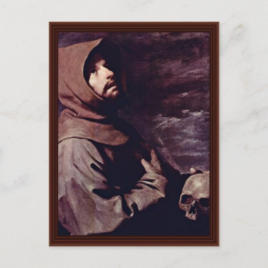 Sint-Francis bespioneert met de schedel Briefkaart (Voorkant)