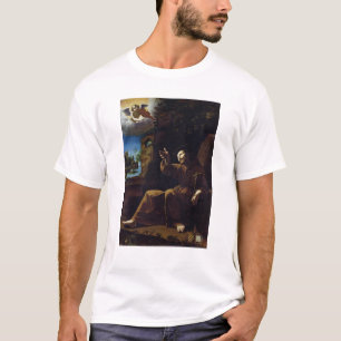 Sint-Francis van Assisi Geconsoldeerd door een eng T-shirt
