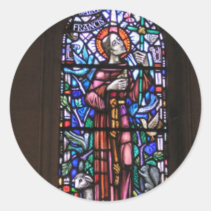 Sint-Francis van Assisi gekleurd glas Ronde Sticker