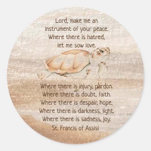 Sint-Francis van het Zee van Assisi Prayer Turtle  Ronde Sticker (Voorkant)