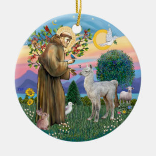 Sint Franciscus - Baby Lama Keramisch Ornament