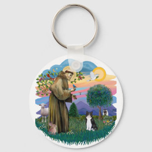 Sint Franciscus (ff) - Zwart-witte kat Sleutelhanger