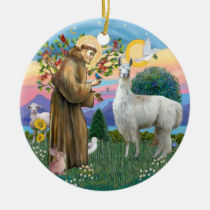 Sint Franciscus - Llama 12 Keramisch Ornament