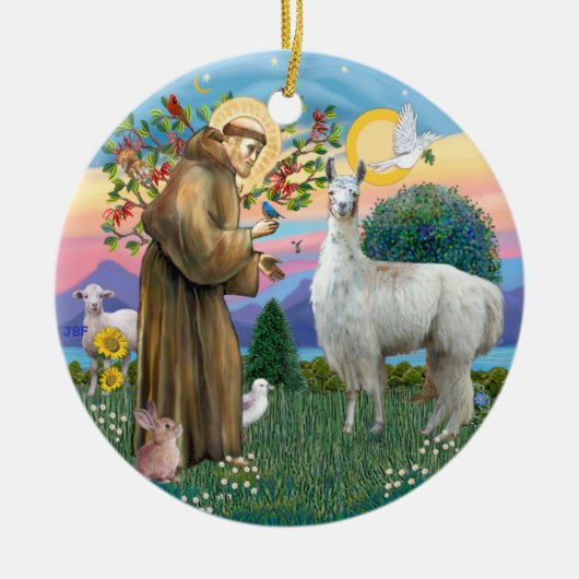 Sint Franciscus - Llama 12 Keramisch Ornament (Voorkant)