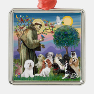 Sint Franciscus met 10 honden Metalen Ornament