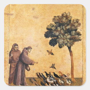 Sint-Franciscus van Assisi die de vogels voorstelt Vierkante Sticker
