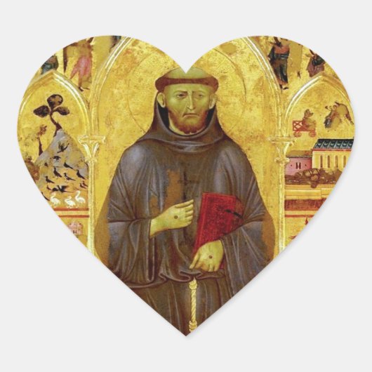 Sint Franciscus van Assisi middeleeuws Icoon Relig Hart Sticker (Voorkant)